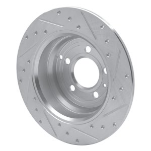 Volvo 850 Brake Rotor (1) - Rear Left - R1 Concepts - Drilled & Slotted - Silver - `96-`04